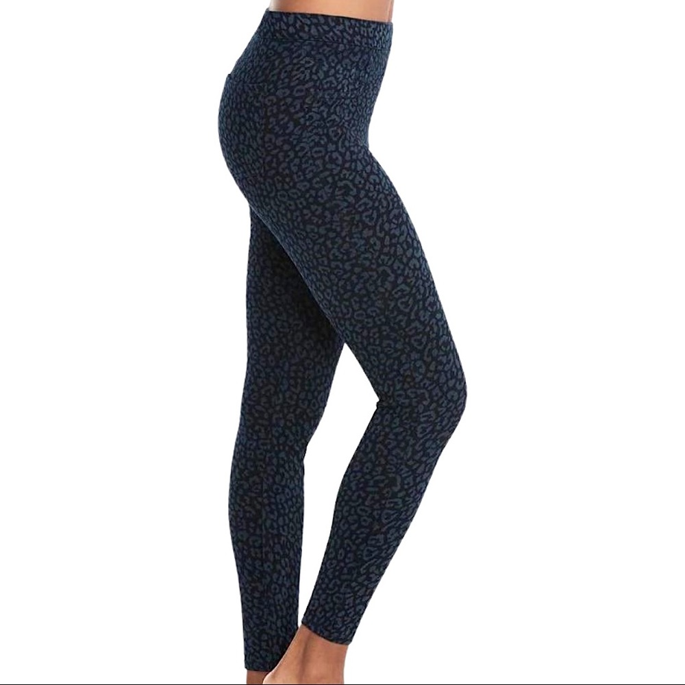 SPANX Jean-ish Ankle Legging High Rise Pull On Jeans Blue Leopard Denim M NEW - Picture 3 of 16